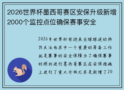 2026世界杯墨西哥赛区安保升级新增2000个监控点位确保赛事安全 2026世界杯墨西哥赛区安保升级新增2000个监控点位确保赛事安全